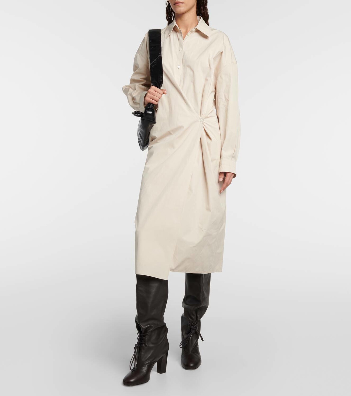 Lemaire Asymmetric cotton and silk shirt dress Lemaire