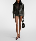 Alex Perry Low-rise leather micro shorts