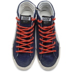 Golden Goose Navy Leather Slide Sneakers