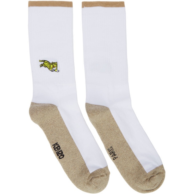 Photo: Kenzo White and Beige Jumping Tiger Socks