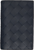 Bottega Veneta Navy Intrecciato Passport Holder