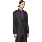 Cobra S.C. Black Metallic Pinstripe Peaked Lapel Blazer