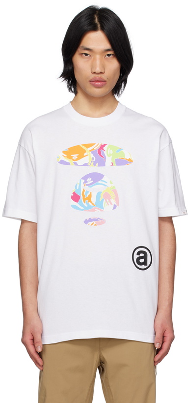 Photo: AAPE by A Bathing Ape White Printed T-Shirt