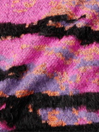 ERL - Metallic Jacquard-Knit Half-Zip Sweater - Pink