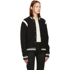 Givenchy Black and White Wool 4G Bomber Jacket