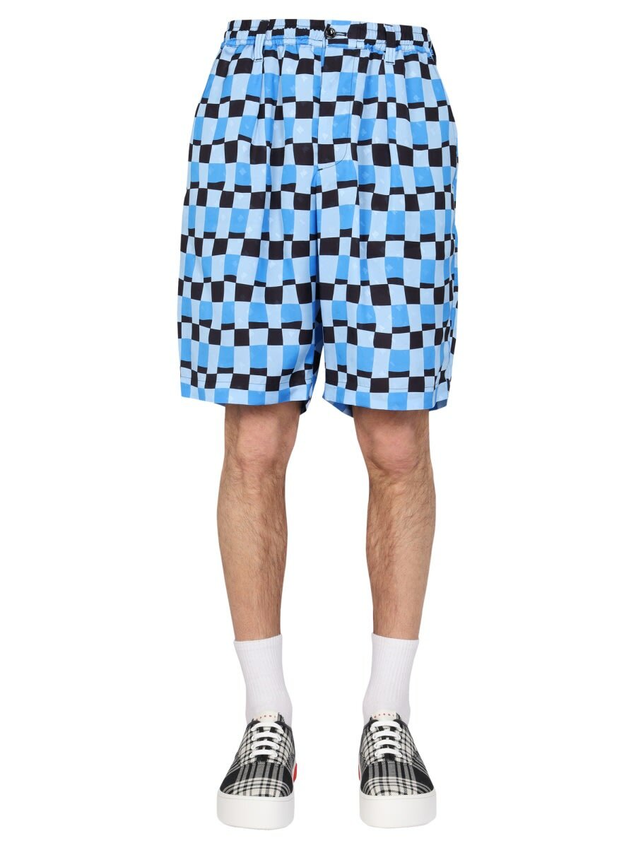 Marni - Wide-Leg Striped Mohair-Blend Drawstring Shorts