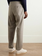 Caruso - Slim-Fit Pleated Wool Drawstring Trousers - Brown