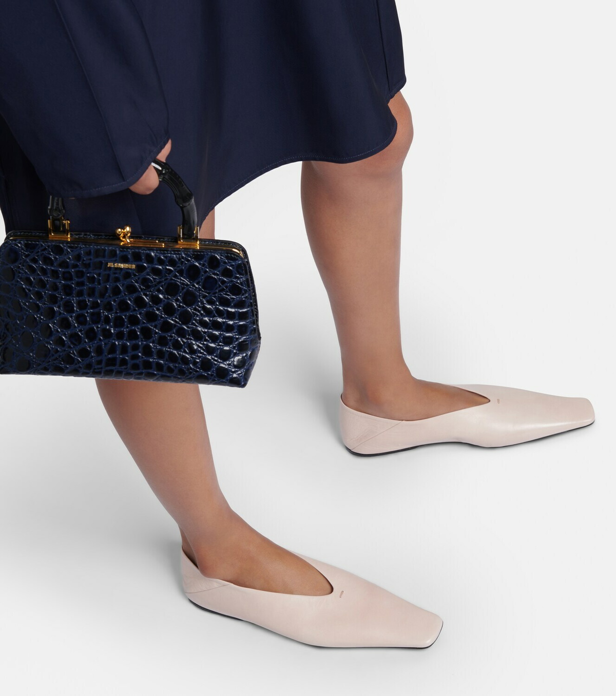 JIL SANDER Embellished leather ballet flats | NET-A-PORTER