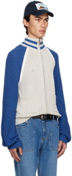 Kijun SSENSE Exclusive Gray & Blue Raglan Cardigan