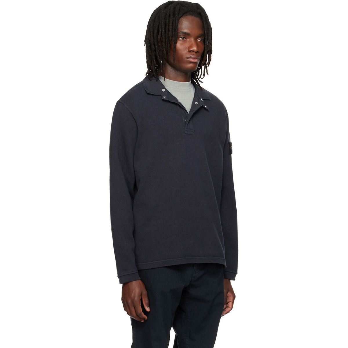 Stone Island Navy 6100001 Heavy Cotton Jersey Polo