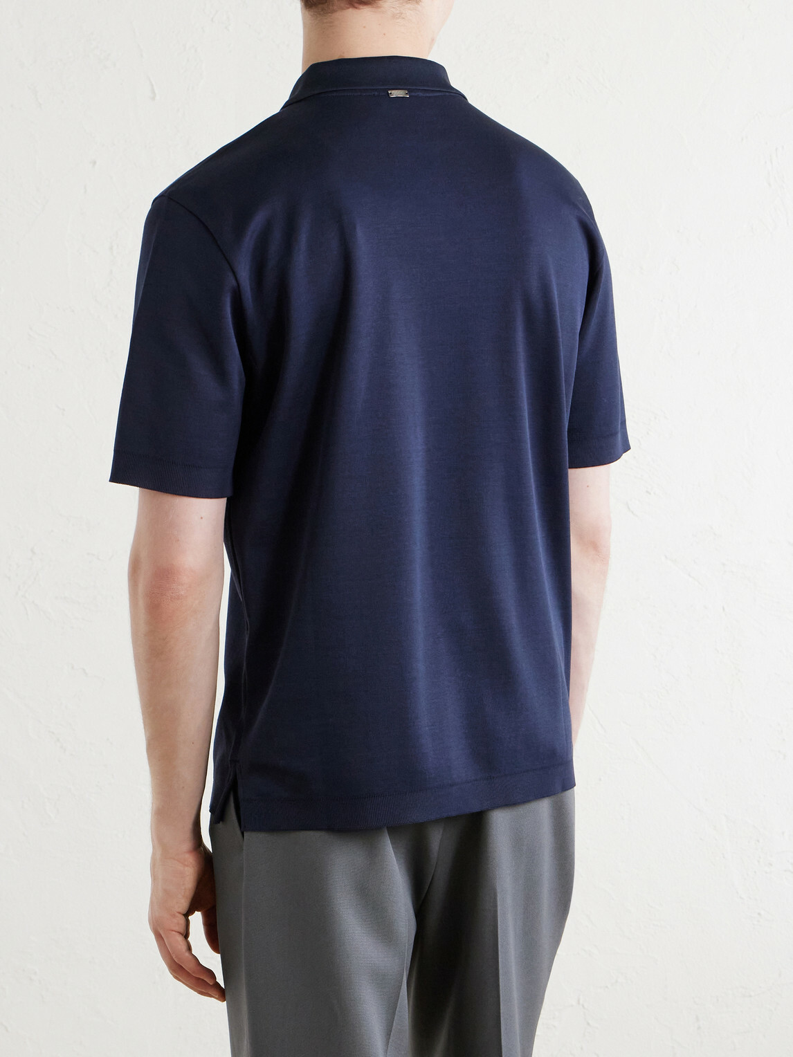 Herno - Open-Collar Cotton Polo Shirt - Blue