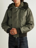 Our Legacy - Compel Plush-Trimmed Leather Jacket - Green