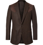 Kingsman - Brown Slim-Fit Alcantara-Trimmed Herringbone Wool and Cashmere-Blend Blazer - Brown