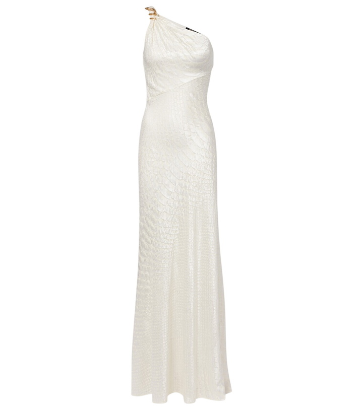 Photo: Roberto Cavalli Snake-print one-shoulder gown