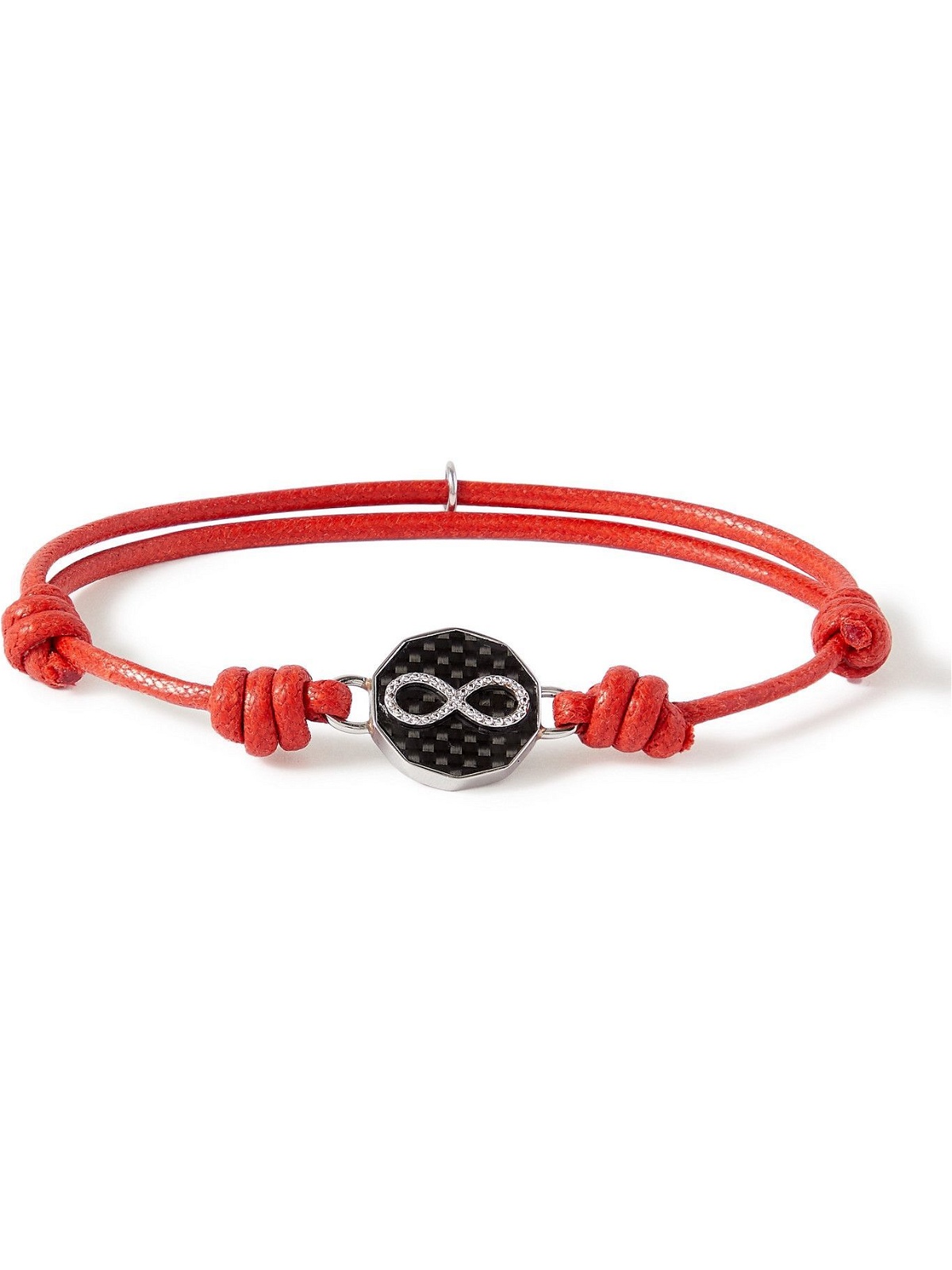 Photo: TATEOSSIAN - Waxed-Cord, Stainless Steel and Carbon Bracelet - Red