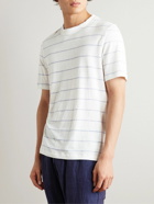 Brunello Cucinelli - Striped Linen and Cotton-Blend T-Shirt - Blue