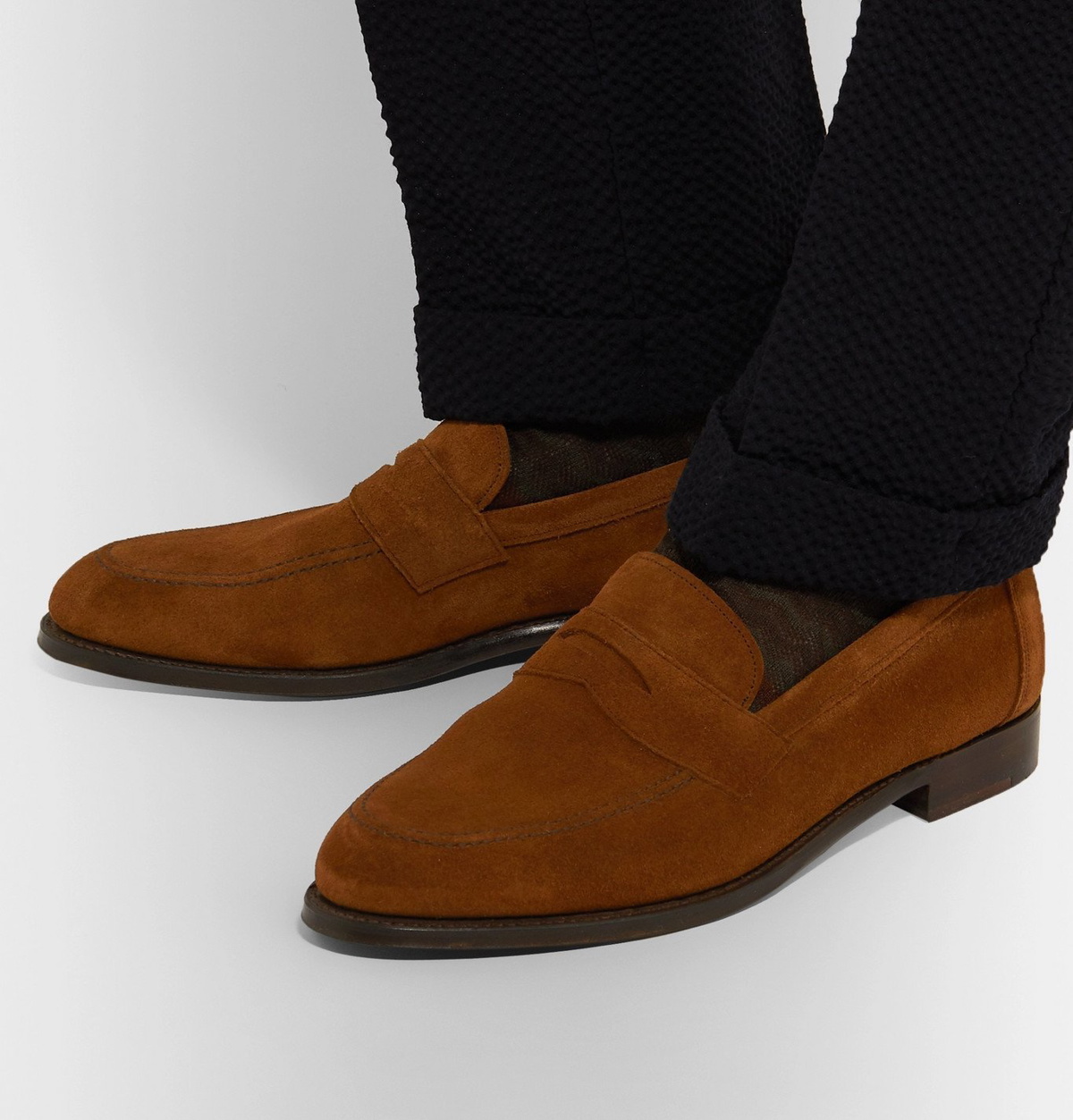 Cheaney - Hadley Suede Penny Loafers - Brown Cheaney