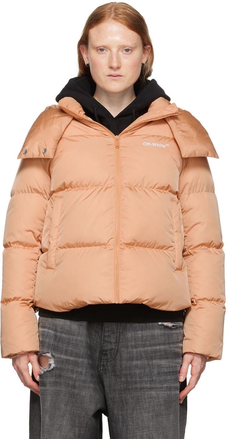 Off-White Tan Diag Down Jacket Off-White