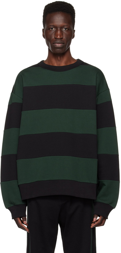 Photo: Dries Van Noten Black & Green Striped Sweatshirt