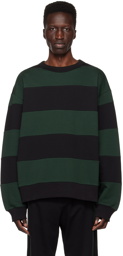 Dries Van Noten Black & Green Striped Sweatshirt