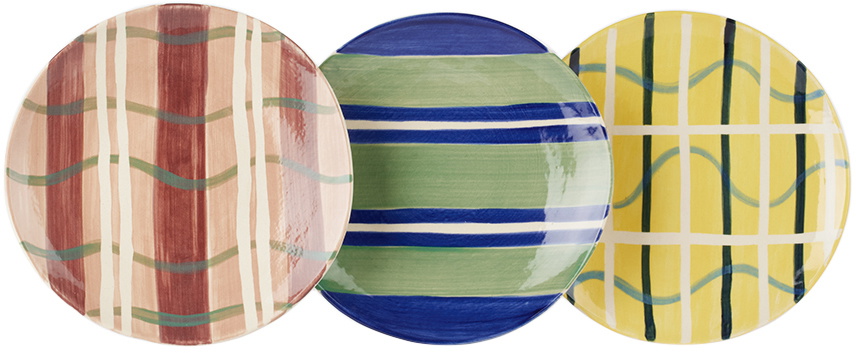 The Conran Shop Multicolor Cross Hatch Plate Set, 6 pcs