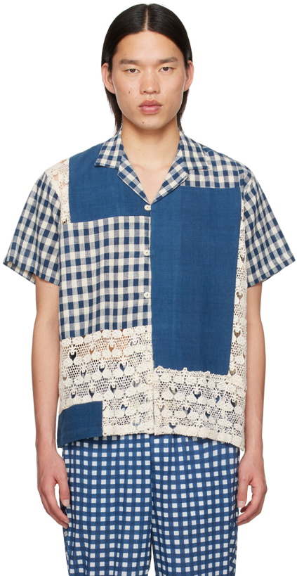 Photo: HARAGO Indigo & Off-White Patchwork Shirt