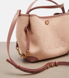 Chloé Small leather-trimmed raffia tote bag