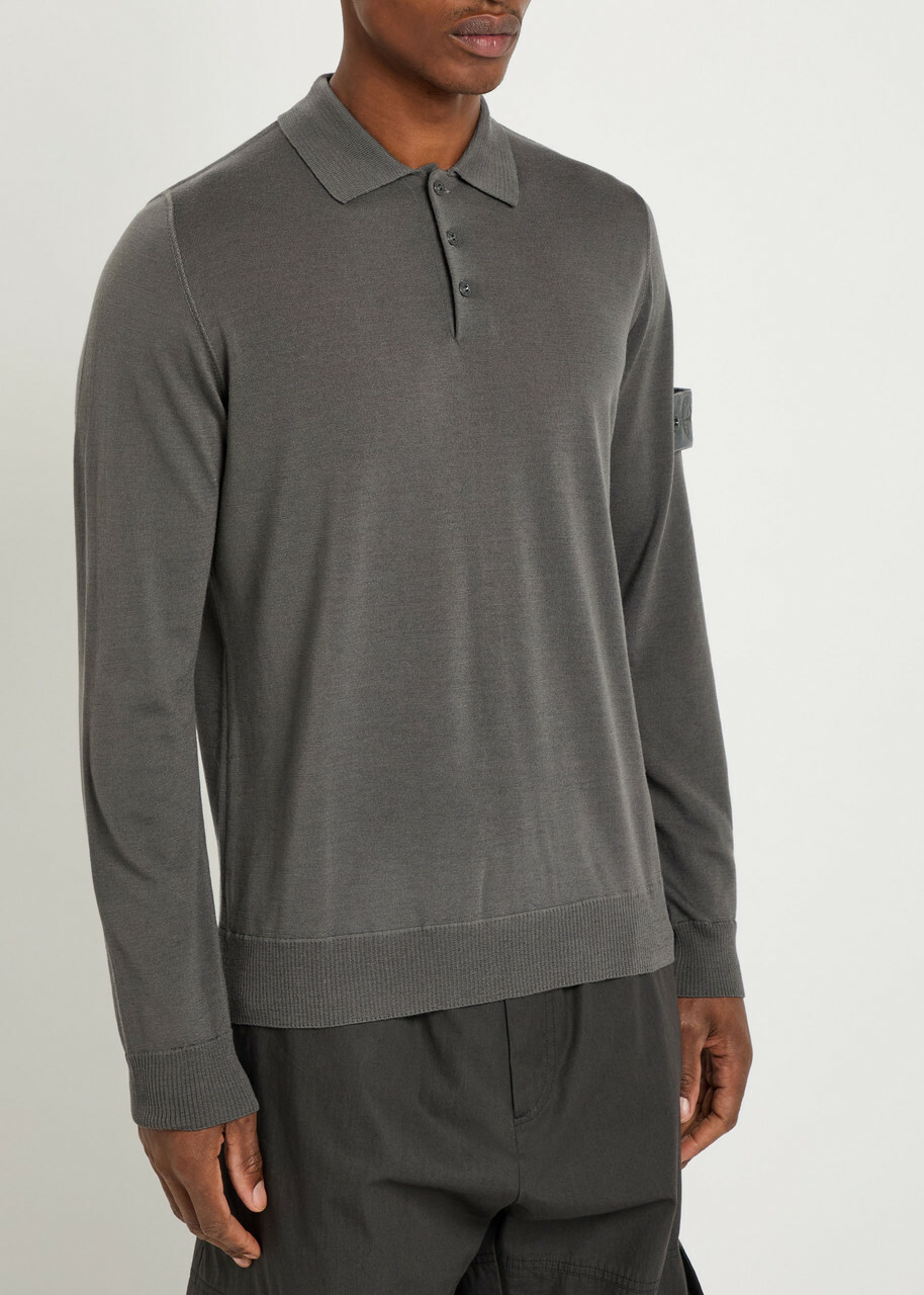 Polo shirt Stone  Ghost Piece 新品 STONE ISLAND Ghost Logo-Appliquéd Wool Polo Shirt for Men