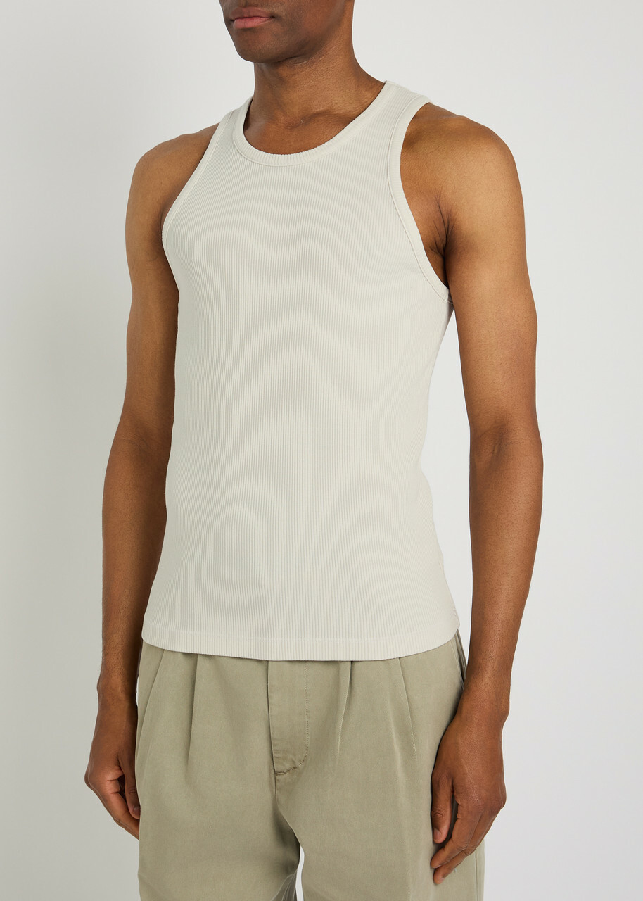 Agolde Viggo Ribbed Cotton Tank top Light Grey
