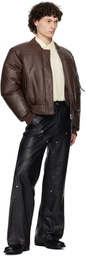 Deadwood SSENSE Exclusive Brown Bofinger Padded Leather Bomber Jacket