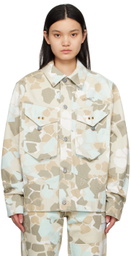 Objects IV Life Beige & Blue Camouflage Denim Jacket