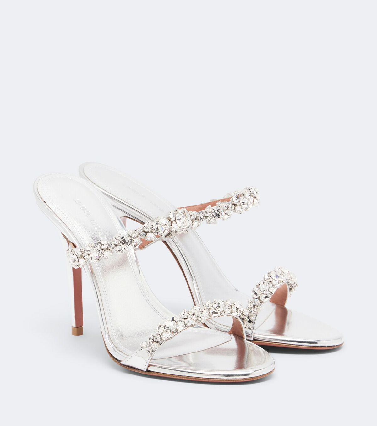 Amina Muaddi Elizabeth embellished metallic leather mules