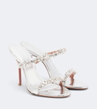 Amina Muaddi Elizabeth embellished metallic leather mules