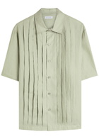 Gusari Montecarlo Pleated Linen Shirt Light Green