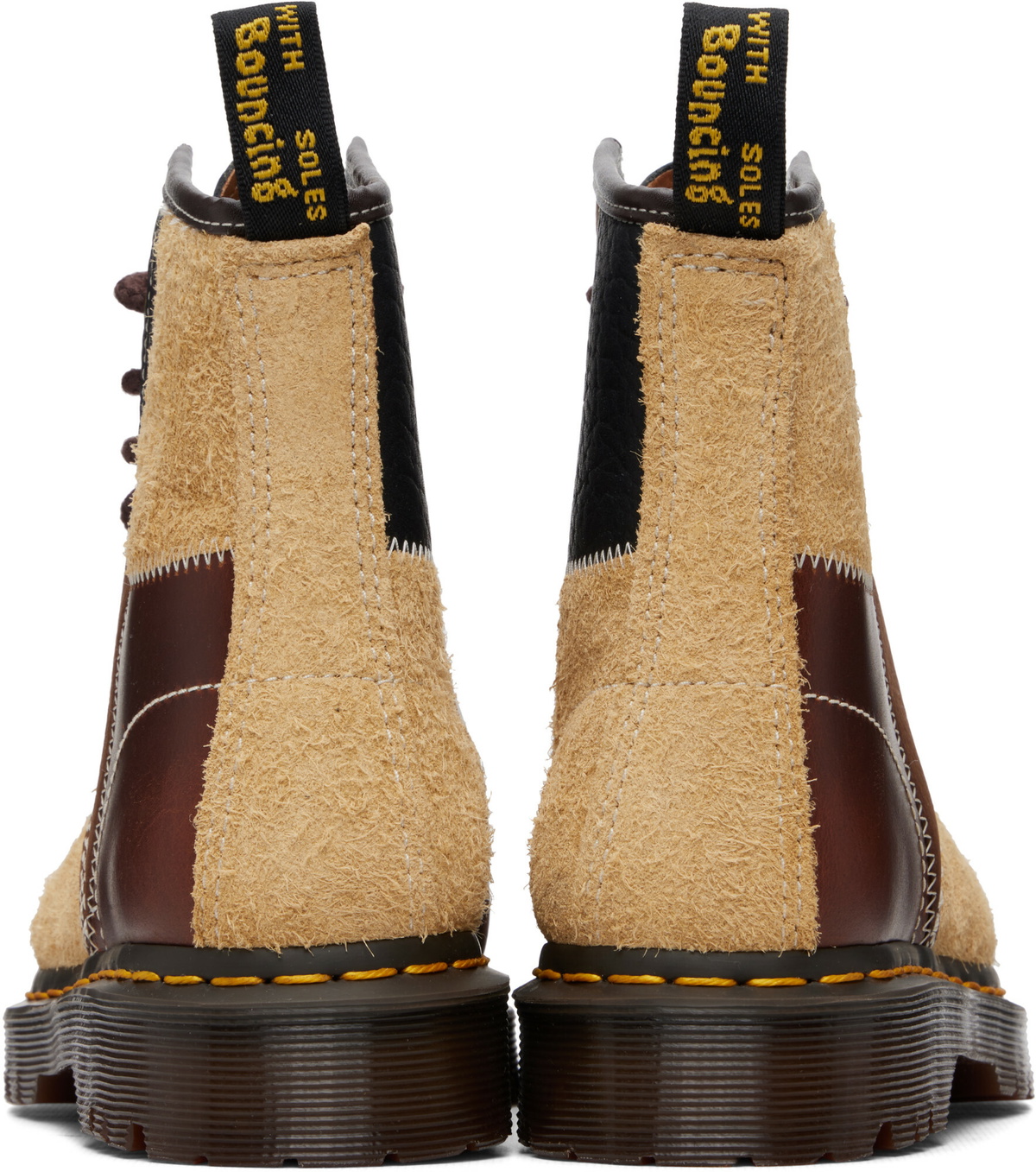 Dr. Martens Brown & Beige 1460 Patchwork 8 Eye Lace Up Boots