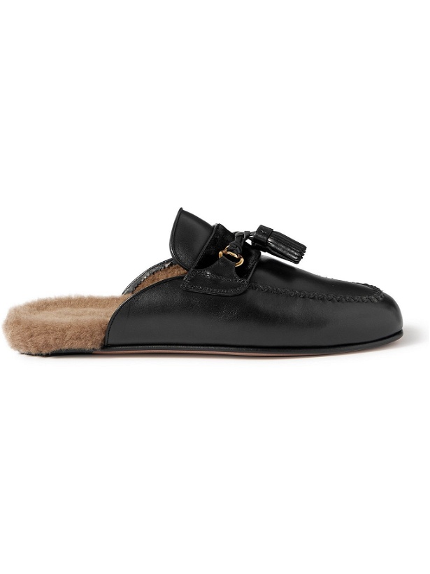 Photo: TOM FORD - Stephan Shearling-Lined Tasselled Leather Loafers - Black - UK 8.5