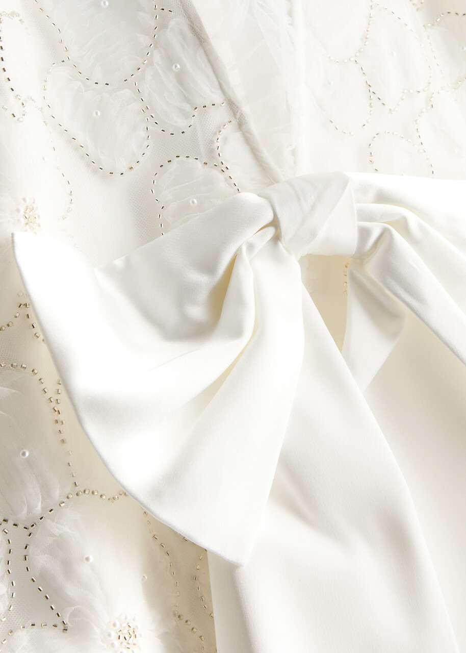Self-portrait Floral-embellished Tulle Mini Dress White Self-Portrait