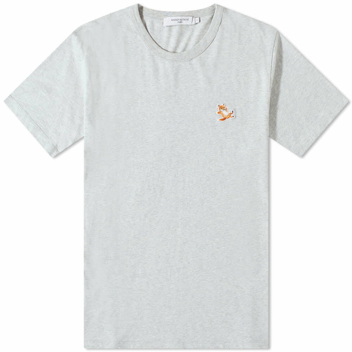 Photo: Maison Kitsuné Men's Chillax Fox Patch Classic T-Shirt in Grey Melange