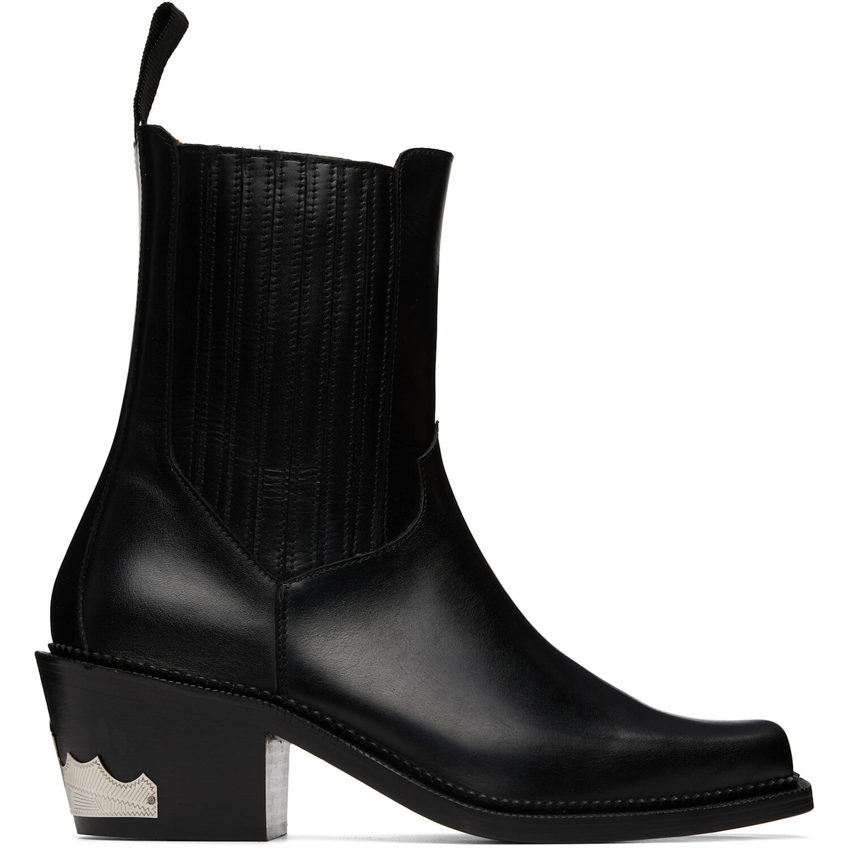 Toga Virilis Black Hard Leather Chelsea Boots