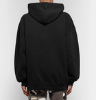 Vetements - Distressed Printed Loopback Cotton-Blend Jersey Hoodie - Men - Black