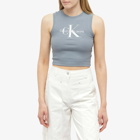 Calvin Klein Women's Monologo Rib Tank Top in Grey