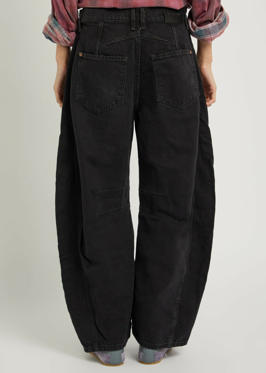 Free People Good Luck Barrel-leg Jeans Black