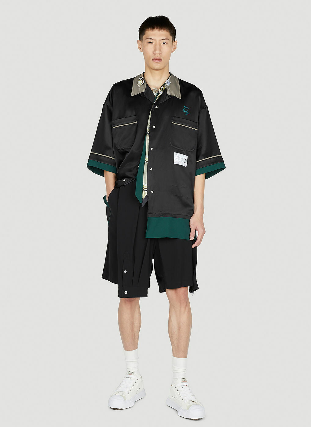 Maison Mihara Yasuhiro - Mix Layered Bowling Shirt in Black