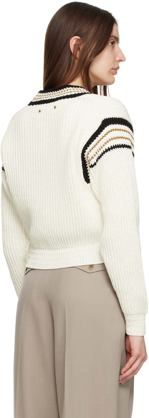 Golden Goose White V-Neck Sweater