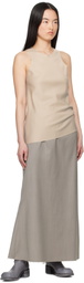 Gabriela Coll Garments Gray No.290 Summer Wool Slit Midi Skirt