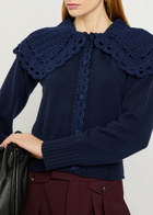 Erdem Crochet Collar Wool-blend Cardigan Navy