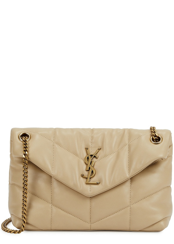 Photo: Saint Laurent - Women's Puffer Cream Small Leather Shoulder Bag - Adjustable Chain Shoulder Strap - One Size