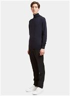 Aiezen Ribbed Roll Neck Sweater male Navy