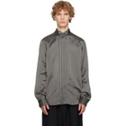 Dries Van Noten Gray & Burgundy Pinstripe Shirt