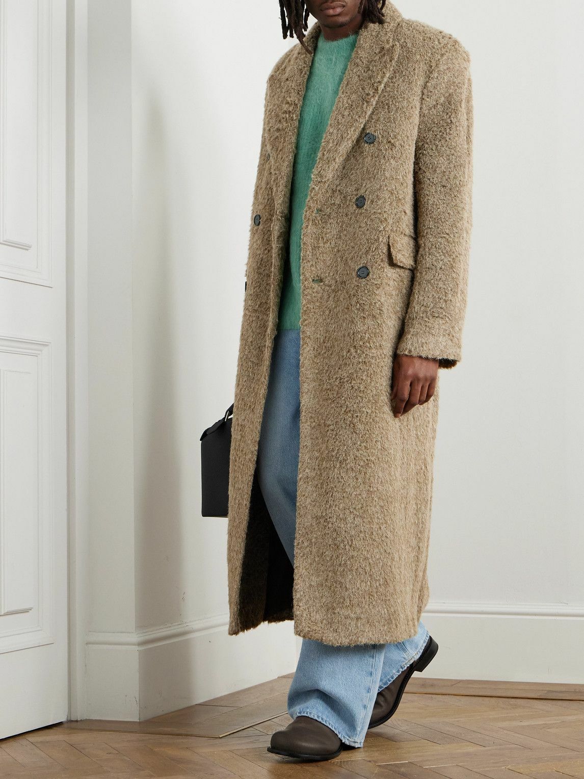 Séfr - Larry Double-Breasted Fleece Coat - Brown Séfr